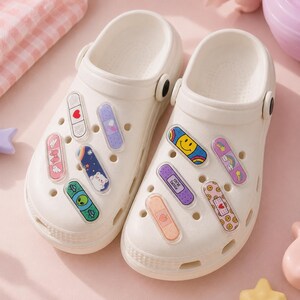 Cute Bandage Acrylic Shoe Charms, Kawaii Patch Clog Pins, Colorful Cartoon Shoe Accessories, Fun Pastel Shoe Decor