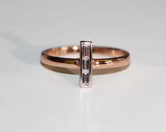 Anillo de oro rosa de 18 quilates con diamantes naturales - Certificado