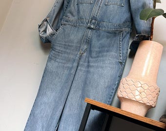 Mono vaquero vintage Lee Union Alls de los años 90, ropa de trabajo, mono utilitario de una pieza, corte relajado / Mediano
