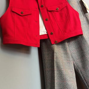 BUNDLE  Vintage Plaid Wool Trousers (12) and  Red Liz Wear Wool Vest (M)
