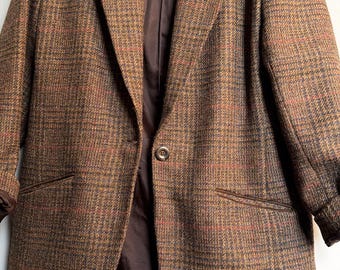 Vintage Wool Tweed Blazer w/ Suede Collar | 6
