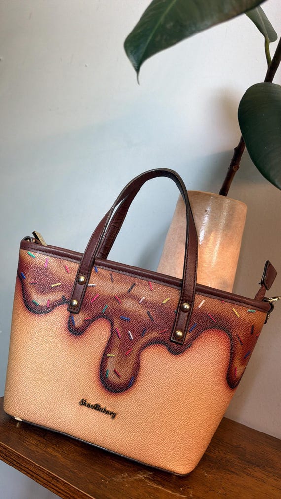 Shoe Bakery Chocolate Sprinkle Drip Tote | Novelty Dessert Handbag