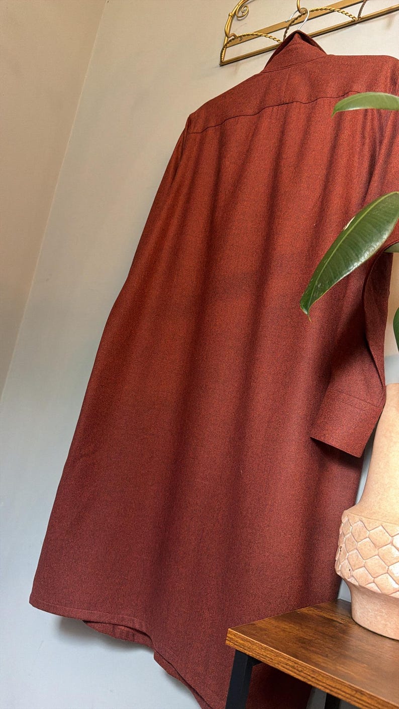 Vintage Burgundy Wool Shirt Dress | Oversized Midi | Minimalist | M/L image 5