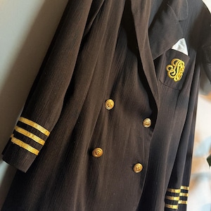Vintage Black & Gold Nautical Blazer – Large/XL