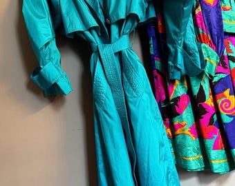 Vintage London Towne Teal Trench Coat | Belted Classic Trench | Made in Korea | 6