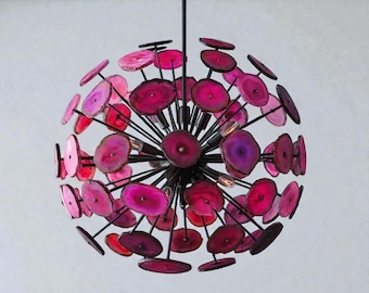 Lampadario Sputnik in agata - Lampadario a stella in stile moderno di metà secolo, lampada da soffitto con gemme di cristallo