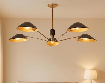 Modern Sputnik-hänglampa i mässing | Parisisk taklampa i mitten av århundradet | Oscar-stil ljuskrona