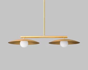 Mid Century Modern Linear Chandelier milk glass light kitchen island lighting fixtures