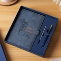Custom Leather Journal Set, Personalized Notebook with Pen, Birth Month Flower Gift, Birthday Gift for Her, Customized Stationery Box.