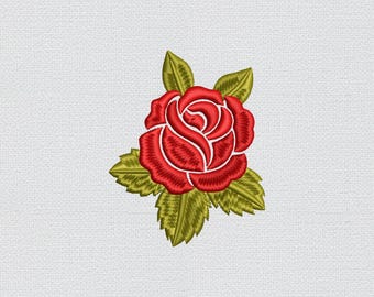 Mini Red Rose Embroidery Design, Small Flower Machine Embroidery File, 7 Size Instant Download