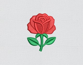 Mini Red Rose Bud Machine Embroidery Design, Valentine's Day Floral Pattern, 5 Sizes, 8 Formats