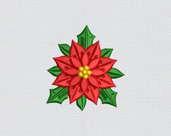 Mini Poinsettia Flower Embroidery Design, Christmas Floral (Digital Download)