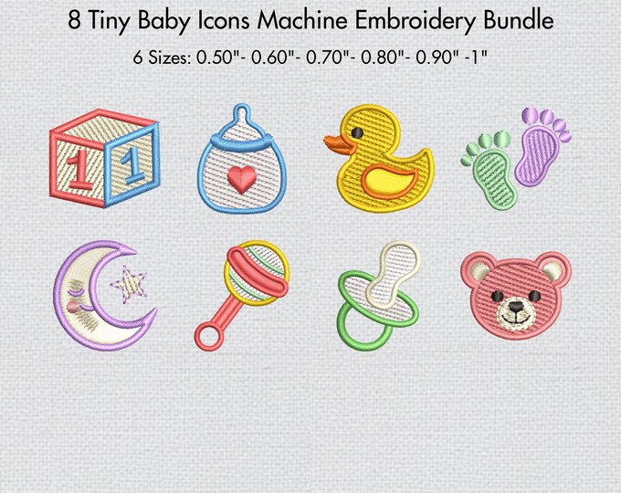 Mini Embiodery Set Mini Baby Icons Embroidery Design, Tiny Newborn Embroidery Set, Small ...
