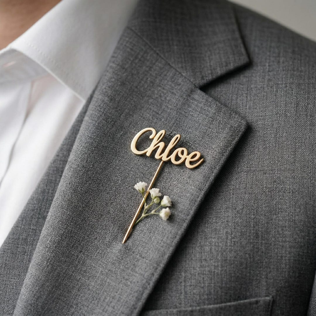 Script Brooch Custom Name Stick Pin, Personalized Script Name Pin for Lapel or Brooch ...