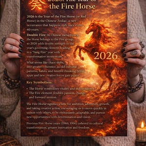 Year of the Fire Horse 2026 Inspirational Art Print, New Year 2026 Decor