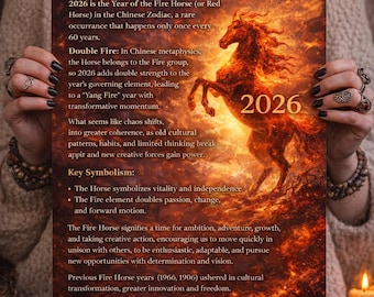 Year of the Fire Horse 2026 Inspirational Art Print, New Year 2026 Decor