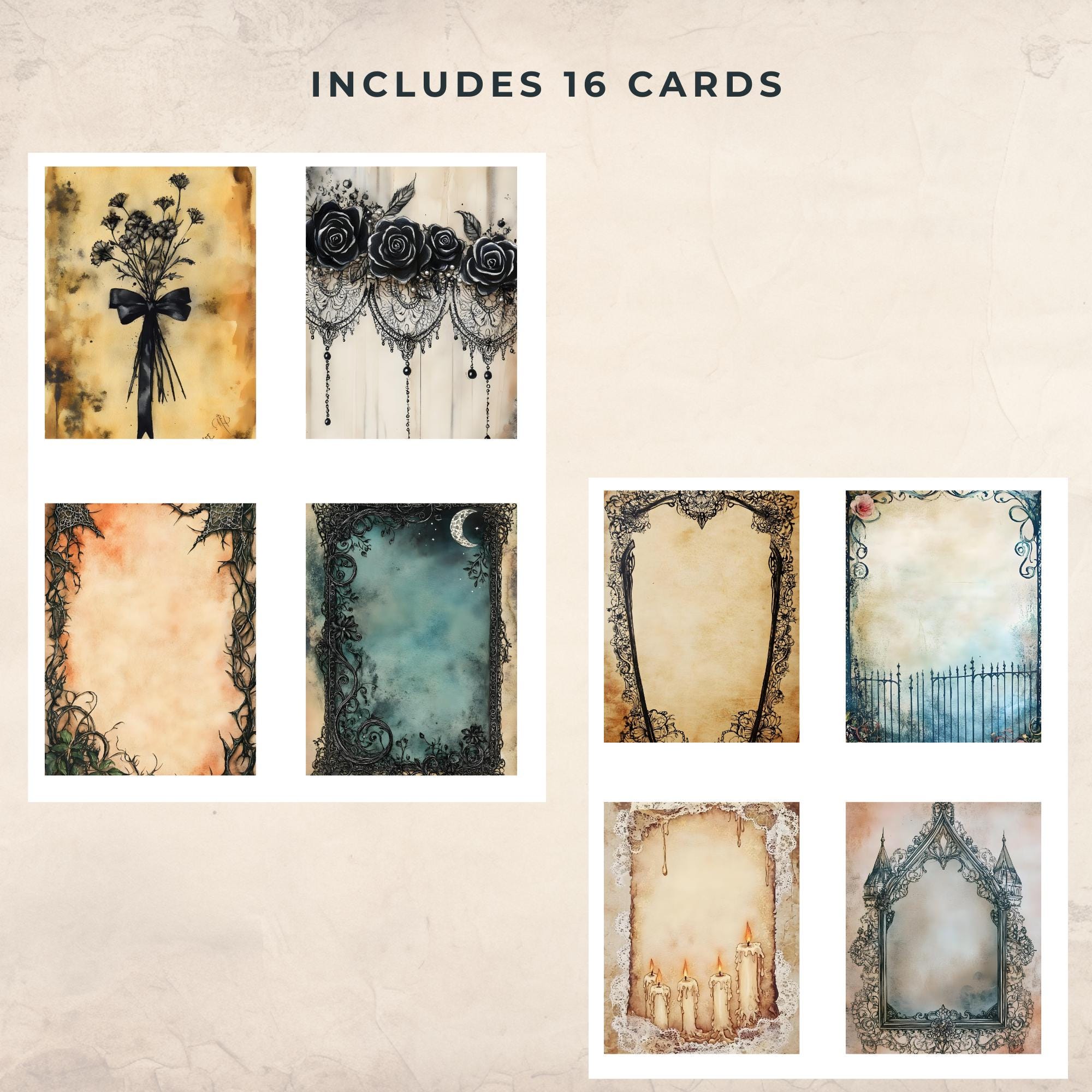 Gothic Lace Junk Journal Kit Printable | Dark Vintage Ephemera, Journal ...