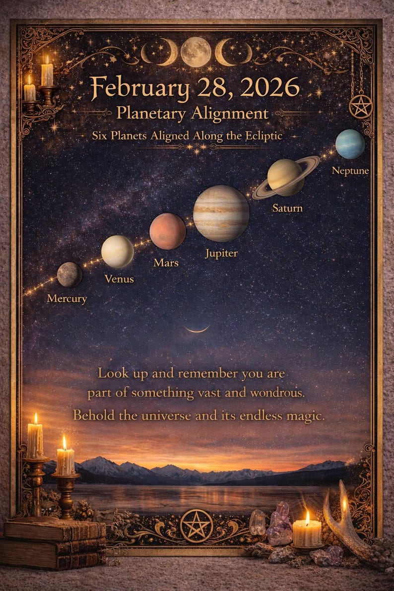 Planetary Alignment 26 Planetary Alignment Printable February 28, 2026 | Celestial Pagan Wall ...