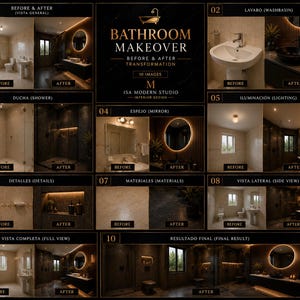 Bathroom Makeover Bundle | 10 Before & After Images | Luxury Bathroom Transformation | Interior Design Portfolio | Virtual Staging | Editable