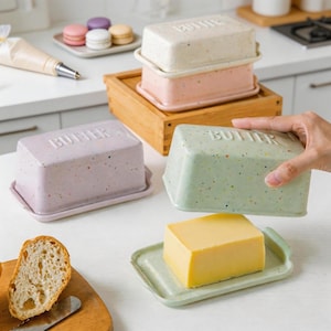 May include: A set of three ceramic mugs with a speckled, matte finish. The mugs are in shades of cream, light gray, and dark gray. Each mug has a simple, modern design and a rounded handle. Perfect for coffee or tea.