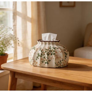 Jarrón de cerámica con esmalte craquelado personalizable / Decoración floral estilo cottagecore pintada a mano