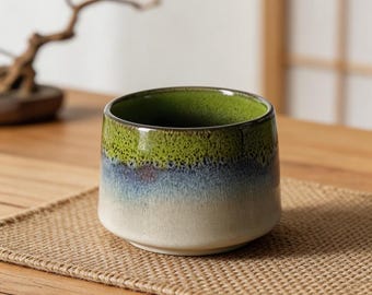 Customizable Handmade Retro Green Kiln-Change Ceramic Cup, Gongfu Tea & Espresso Mug, Mother's Day Gift