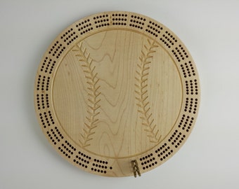 3 Track Maple Baseball Cribbage Board