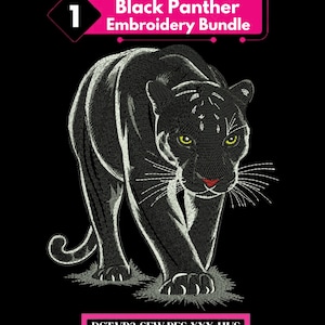 Black Panther Machine Embroidery Design  Realistic Walking Jungle Cat Wildlife Animal Pattern for Jacket Hoodie Shirt Decor