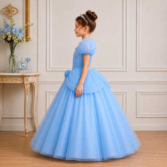 Cinderella Dress for Girls Disney Princess Cinderella Birthday Dress Disney Inspired Dress Cinderella Costume Ball Gown by Fleurena Atelier