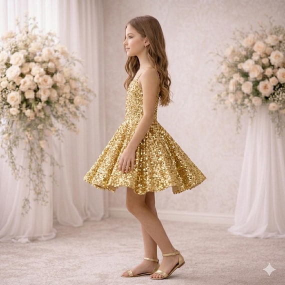 biscotti holiday dress Gold Sequin Summer Dresses For Girls Gold Roman holiday