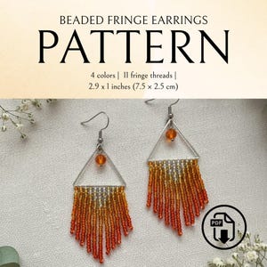 DIY Handmade Beaded Orange Ombre Earrings - Fridge Hawaiian Cute Jewelry-Goddaughter 16th birthday gift girl-Digital Product PDF Pattern