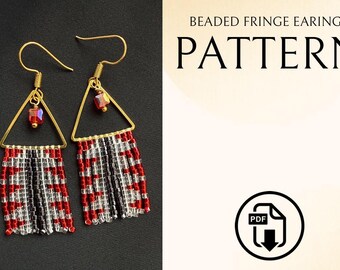 DIY rood zwarte handgemaakte kralen schattige gotische franjeoorbellen - Goth Witchy Japanse sieraden - digitaal productpatroon PDF - direct downloaden