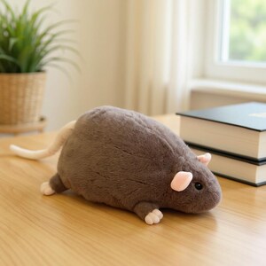 Chubby Plush Rat Pillow | Soft Stuffed Mouse Animal Plushie | Oversized Kawaii Rodent Throw Pillow | Sofa Bed Nursery Kids Room Decor image 2