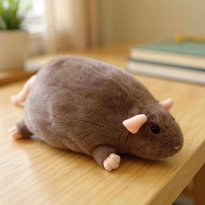 Chubby Plush Rat Pillow | Soft Stuffed Mouse Animal Plushie | Oversized Kawaii Rodent Throw Pillow | Sofa Bed Nursery Kids Room Decor image 3