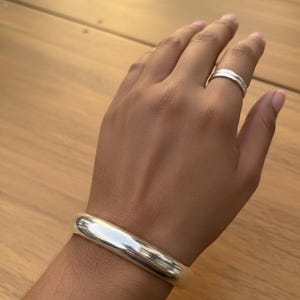 Brazalete liso de plata esterlina maciza 925 - Puño grueso y pesado