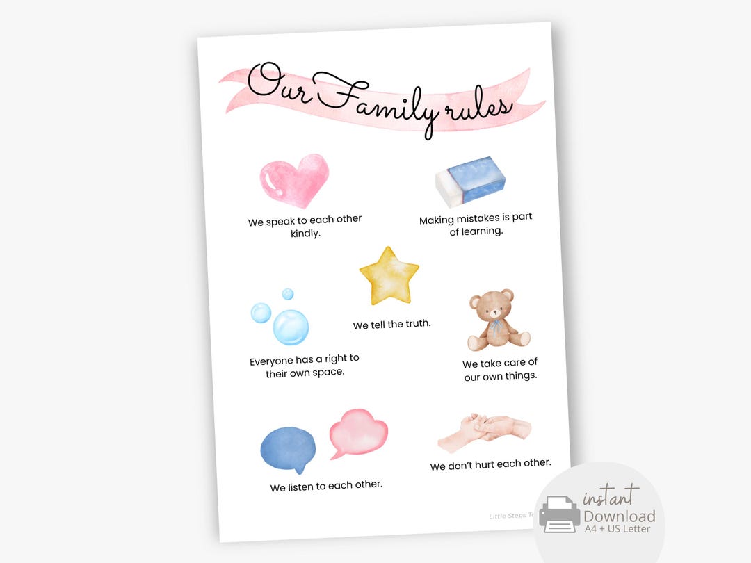 Family Rules Poster for Kids – Gentle Parenting Printable, Home ...