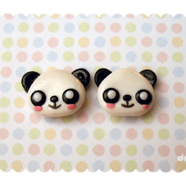 Kawaii Panda stud earrings - Handmade