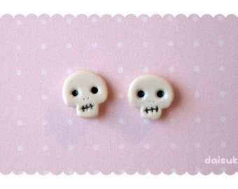 Kawaii Skulls - Polymer Clay Earrings - Halloween