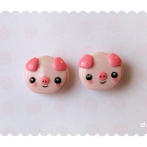 Kawaii Pigs Stud Earrings - Cute Polymer Clay