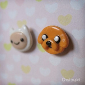 Adventure Time stud earrings Hand-sculpted Finn & Jake image 3