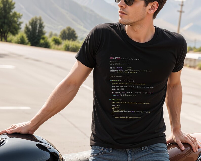 Python Code T-Shirt - "Dark Mode" Syntax Highlighting - Real Code Developer Shirt - Programmer Gift - Coffee Script Tee image 3