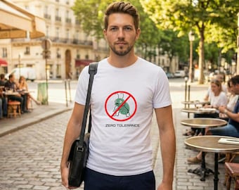 Nultolerantie T-shirt | Grappig QA-ingenieurscadeau | T-shirt met waarschuwingsbord 'No Bugs' | Humor debuggen en coderen | Streetwear-top voor ontwikkelaars