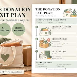 Donation Planner Printable, ADHD Friendly Declutter Checklist, Donation Drop Off Plan, A4 & US Letter PDF