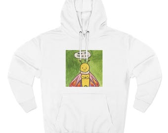 Sudadera con capucha de polilla sonriente | Ilustración de insecto adorable, fondo verde