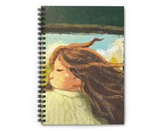 Cuaderno de espiral "Chica con el pelo suelto" | Diario con líneas y rayas