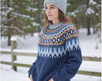 Fair Isle Sweater Women | Nordic Knit Pullover | Cozy Crewneck Jumper | Winter Sweater | Geometric Patterned Top | Soft Chunky Knit