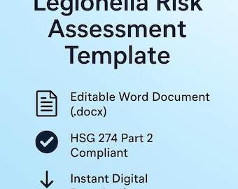Legionella Risk Assessment Template | Pre-populated Guidance & Example Tables | ACoP L8, HSG274 |