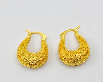 Boucles d'oreilles créoles nid d'oiseau en or 18 carats