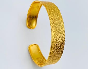Handgemachte Melt Look Manschette Armband, 925 Silber oder Vergoldet