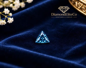 Luxury Certified Blue Diamond Gemstone 5x5mm 0.50 Carat, Triangle Cut VVS1 Clarity Faceted AAA Quality Stone for Jewelry Making